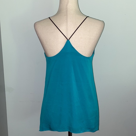 Milly Silk Leather Strap Flyaway Aqua Blue Tank Top Camisole - XS - Picture 7 of 15